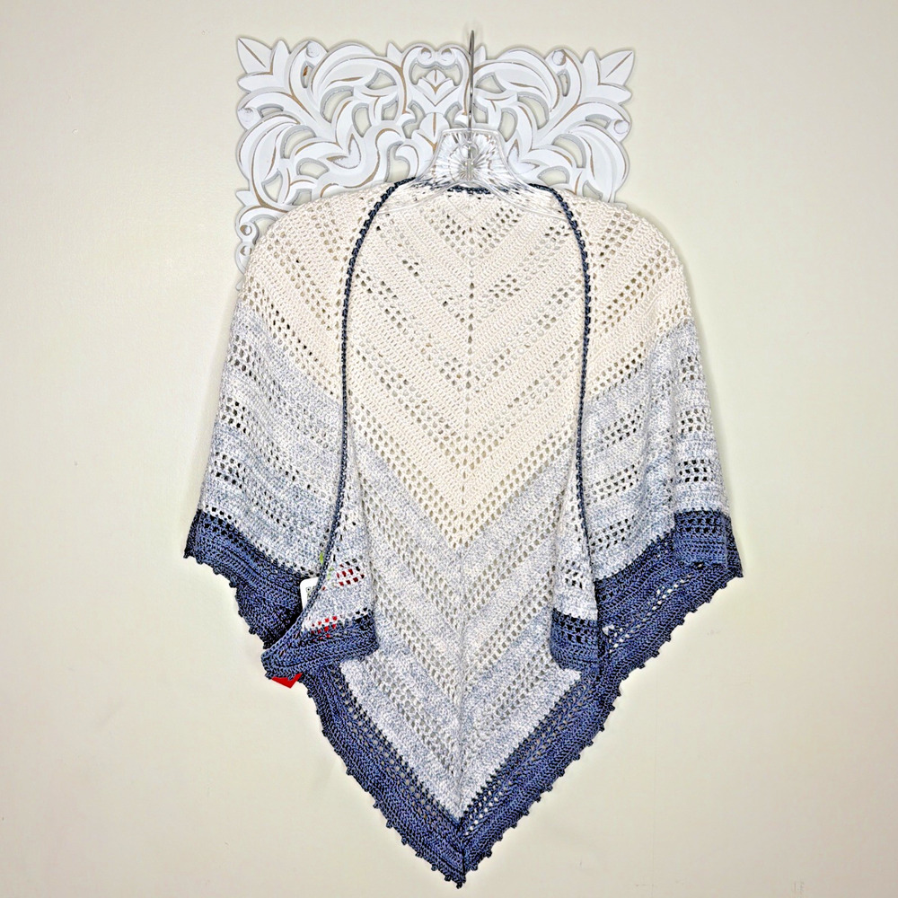 Crochet Shawl Sarong Wrap Hand Crocheted Handmade FEZA Baby Cotton Viscose Yarn